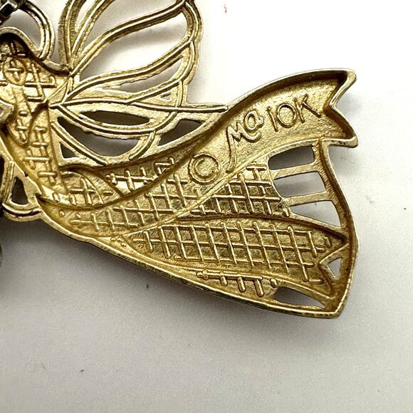 Michael Anthony Necklace 10k Gold Silver Angel Of Hope Pendant Vintage Box Chain - Picture 4 of 10